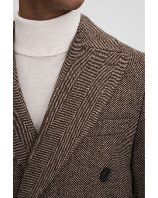 Oscar Jacobson Brown Slim Fit Wool Double Breasted for men