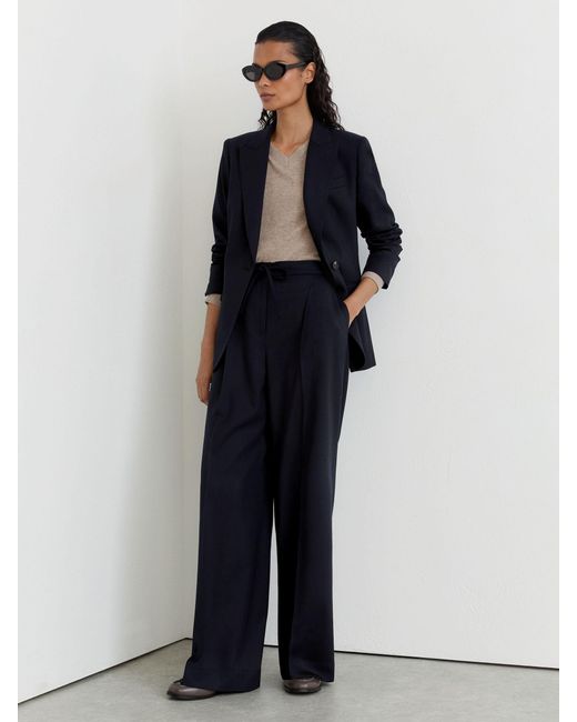 Reiss Blue Petite Wool-Blend Single-Breasted Suit Blazer