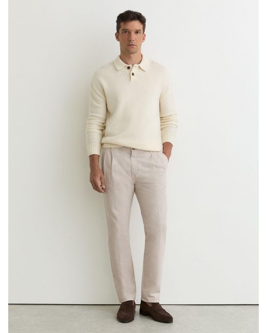 Reiss Natural Cotton-Linen Side-Adjuster Tapered Trousers for men