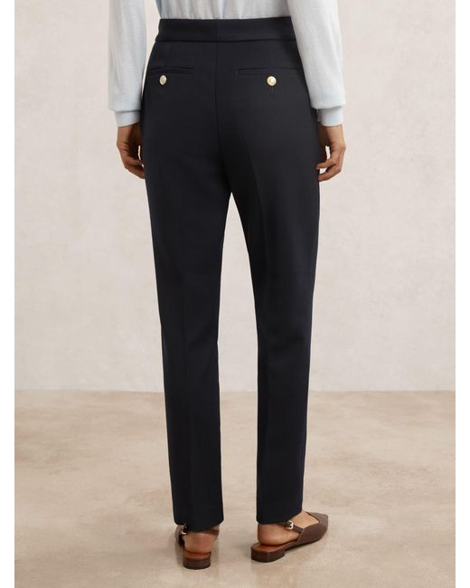 Reiss Blue Tapered Button-Detail Trousers