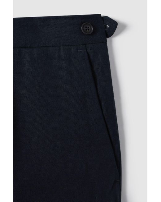 Reiss Blue Kin - Navy Slim Fit Linen Trousers for men