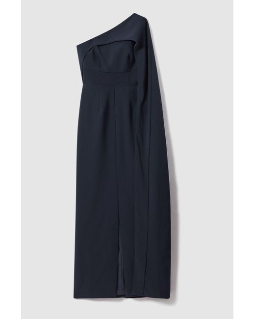Halston Heritage Blue Off-the-shoulder Cape Maxi Dress