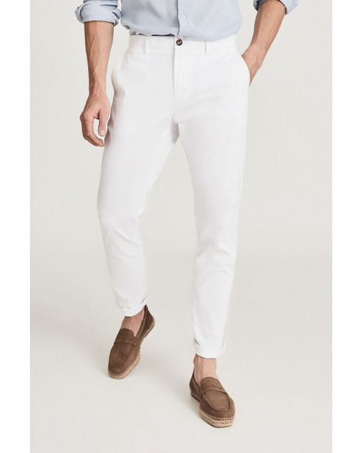 Reiss Pitch - White Slim Fit Washed Chinos for men