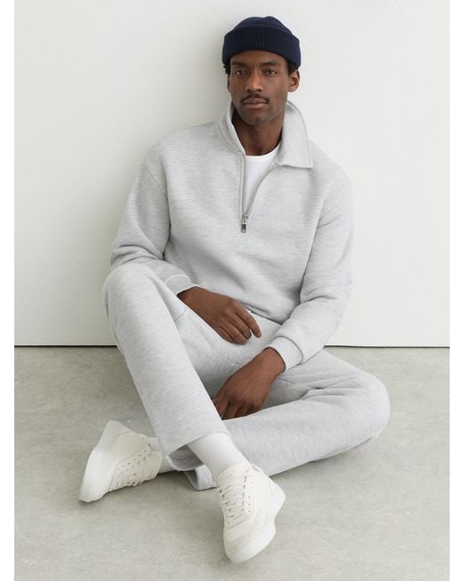 Reiss White Kurwin - Grey Melange Cotton-blend Heavyweight Zip Sweatshirt, M for men