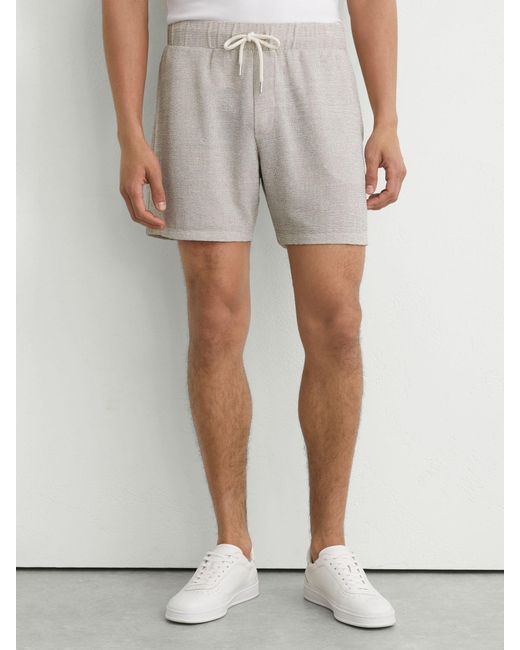 Reiss Natural Textured Stripe Drawstring Shorts for men
