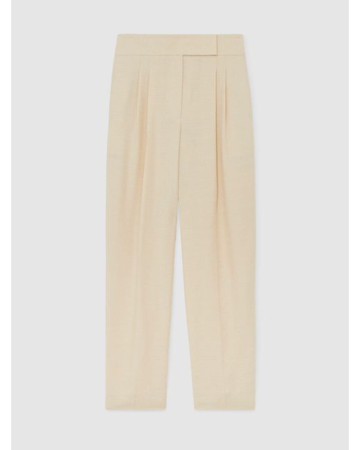 ATELIER Gray Woven Tapered Pleated Trousers