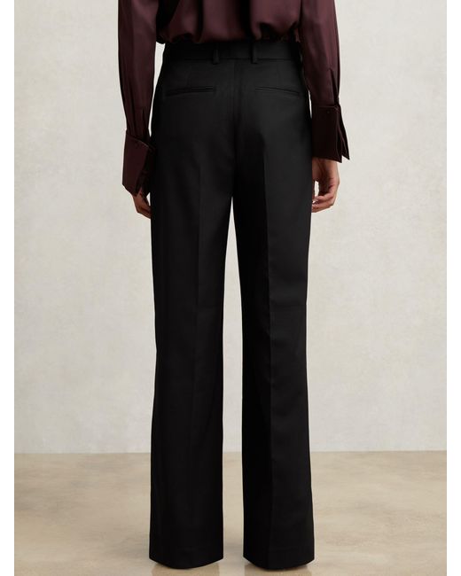 Reiss Black Haisley Petite Wool-Blend Tailored Flared Suit Trousers