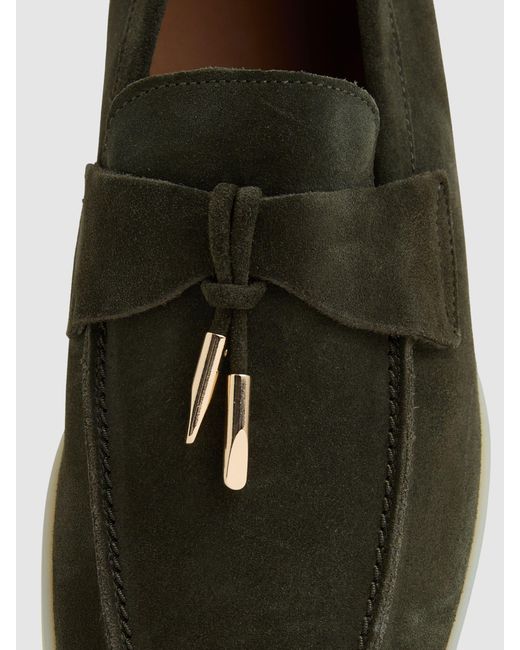 Reiss Green Suede Slip On Tassel Loafers for men