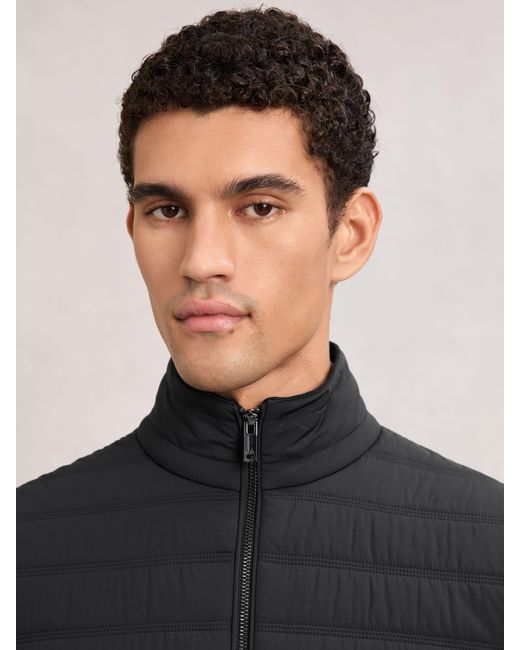 Reiss Blue Funnel-Neck Quilted Knit Gilet for men