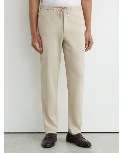 Reiss Natural Tailored Fit Textured Jersey Drawstring Suit Trousers for men