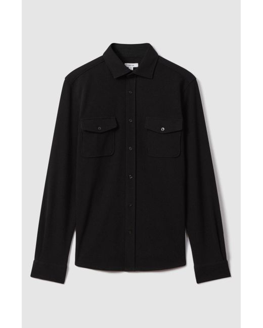 Reiss Ragan - Black Textured Button-through Shirt for men
