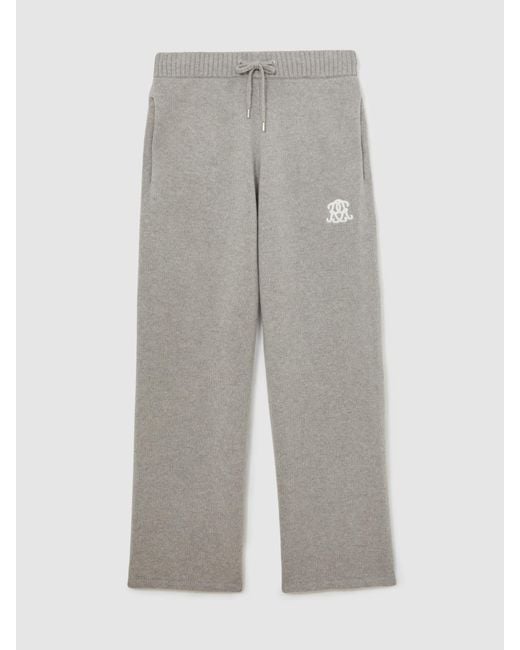 Reiss Natural Monogram Wool Wide-Leg Knitted Joggers for men