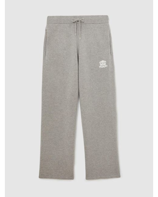 Reiss Natural Monogram Wool Wide-Leg Knitted Joggers for men