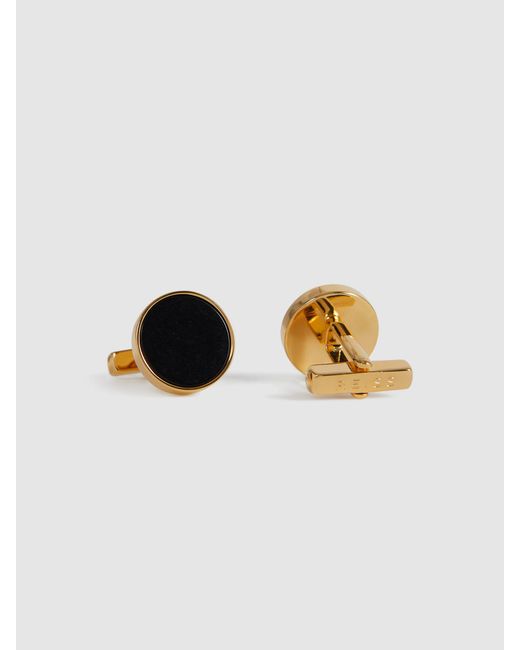 Reiss Black Round Onyx Cufflinks for men