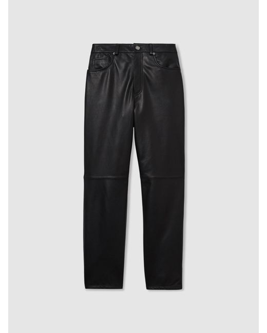 Reiss Black Leather Slim-leg Pants