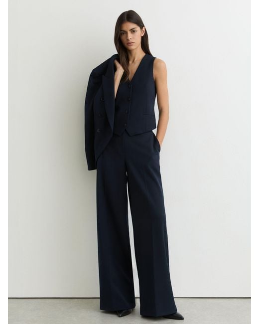 Reiss Blue Single-Breasted Twill Waistcoat