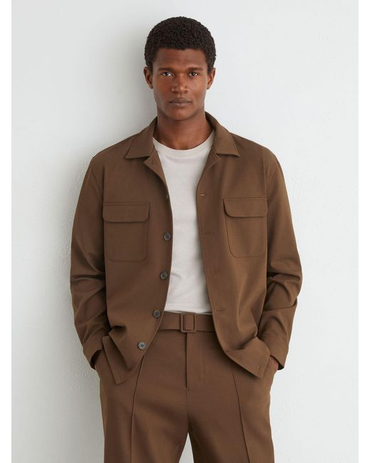 Reiss White Relaxed-Fit Belted Pintuck Trousers for men