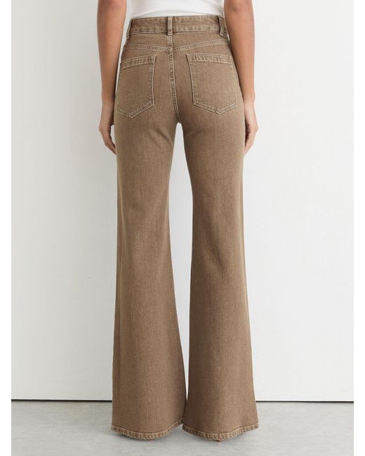 Reiss Natural Cali - Light Brown Twin-pocket Button Flared Jeans, 26w X 31r (uk 26 R)