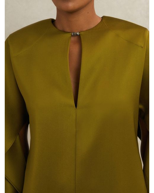 Reiss Green Satin Turn-Lock Mini Dress