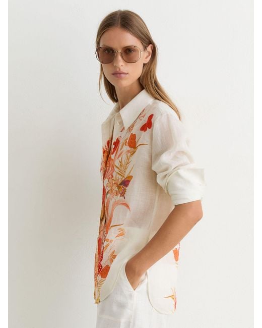 Reiss Black X Nybg Ramie Butterfly-Print Shirt