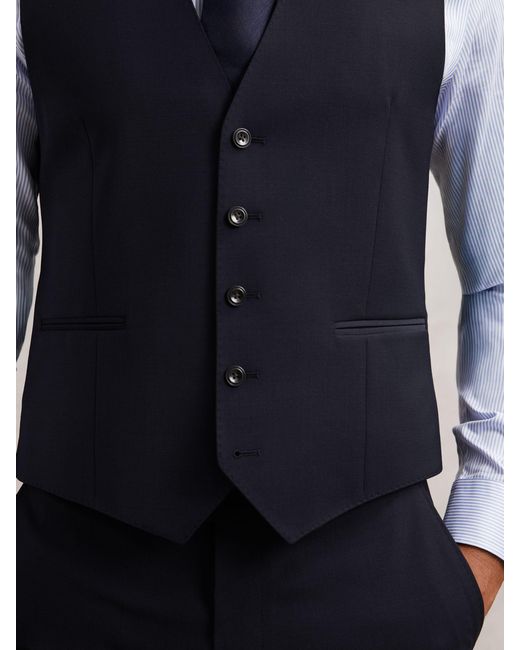 Reiss Blue Promise - Navy Wool-blend Tailored-fit Waistcoat, 38 R for men