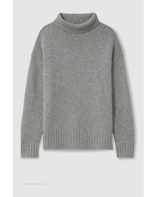 Reiss Gray Marl Cashmere Roll Neck Jumper