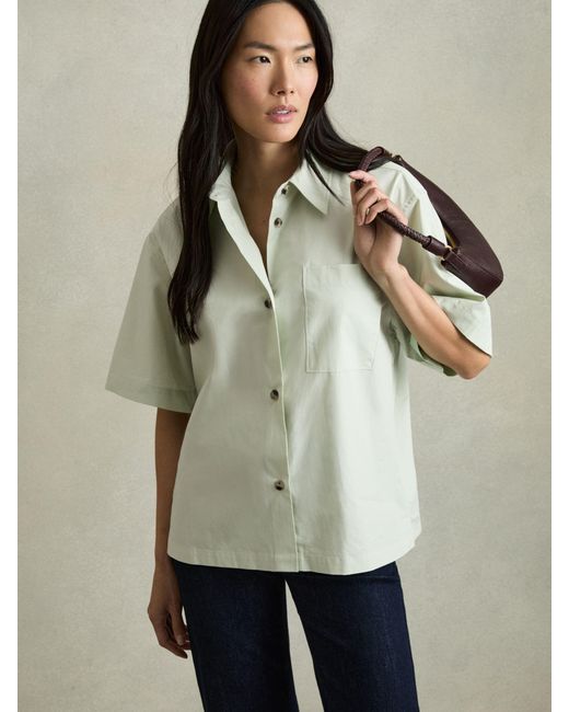 Reiss Natural Jordan - Green Cotton Short-sleeve Shirt, Us 4