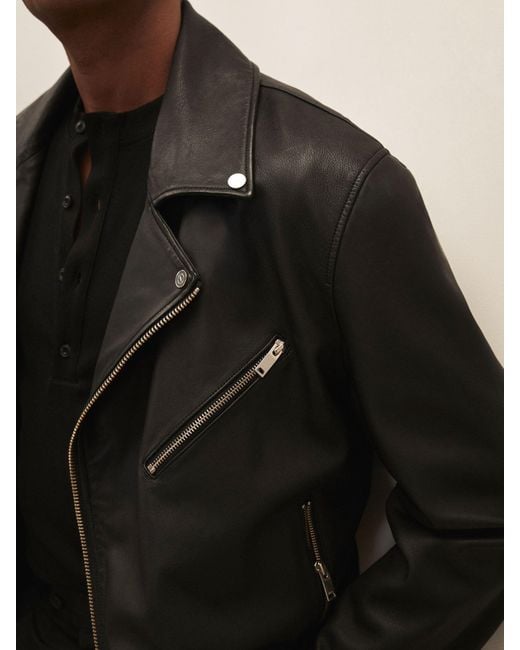 Reiss Black Royal Ballet Leather Jacket for men