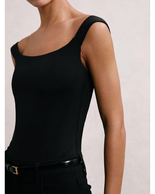 GOOD AMERICAN Black Scuba Corset Bodysuit