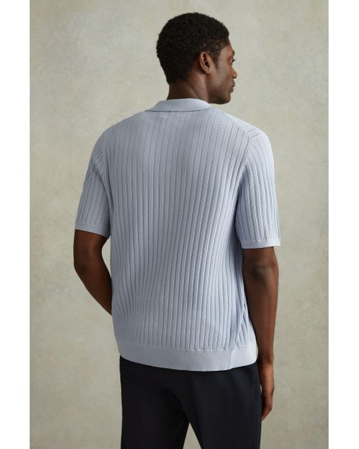 Reiss Gray Murray - Soft Blue Textured Knitted Shirt for men