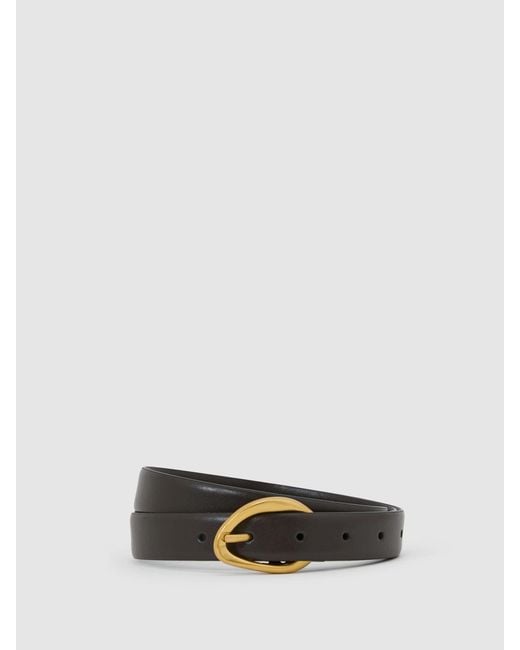 Reiss Blue Leather Sculpted-Buckle Belt