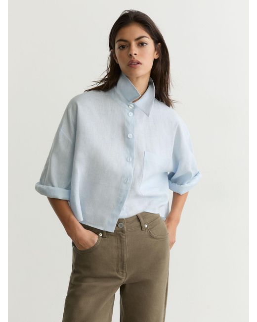 Reiss White Mid-Rise Straight-Leg Jeans