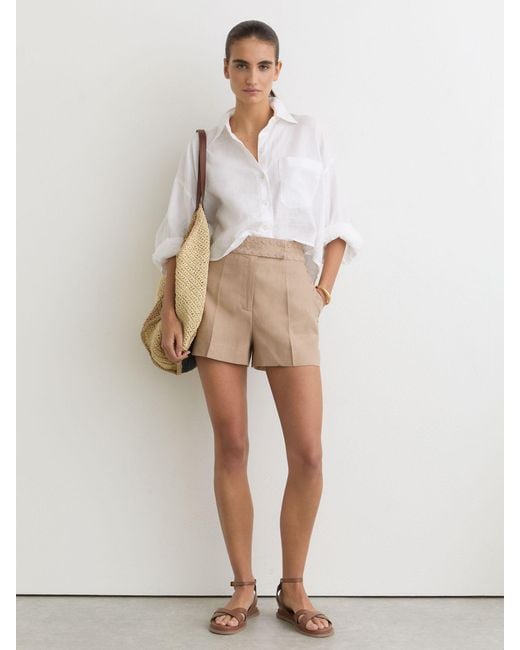 Reiss Natural Linen Wave-Trim Shorts