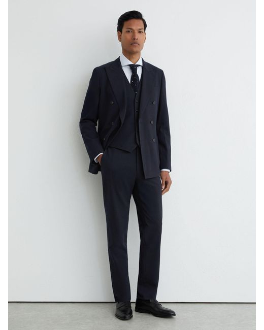 Reiss Blue Belmont - Navy Single-breasted Tailored Waistcoat, 44 for men