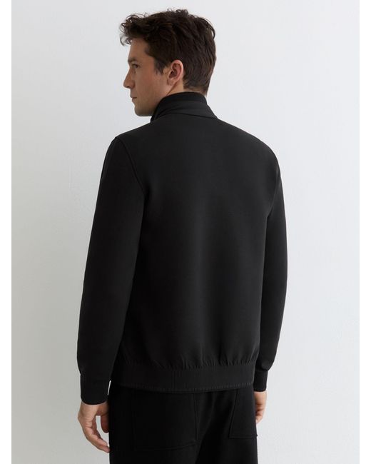 Reiss Black Hybrid Interlock-Jersey Quilted Jacket for men