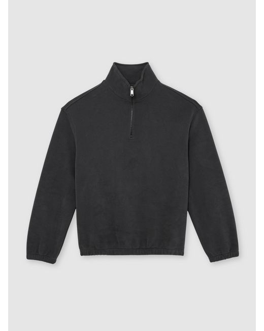 Reiss Black Cotton-Blend Half-Zip Sweatshirt for men