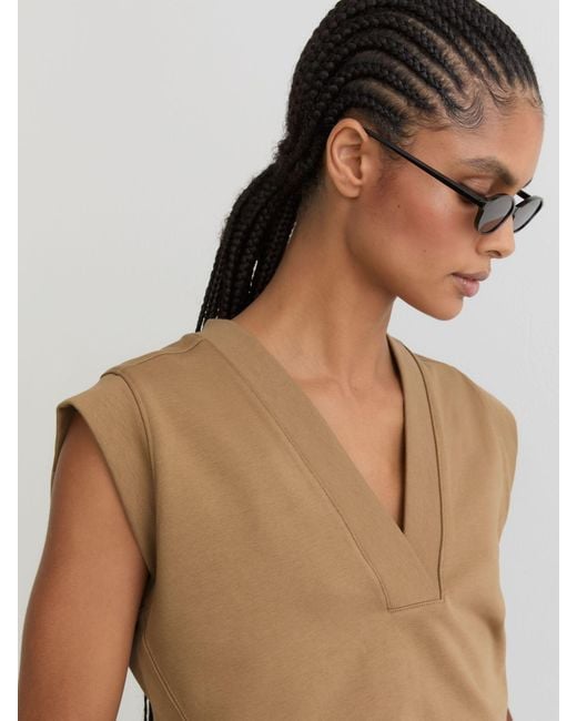 Reiss Natural Cotton-Blend Sleeveless V-Neck Sweat Top