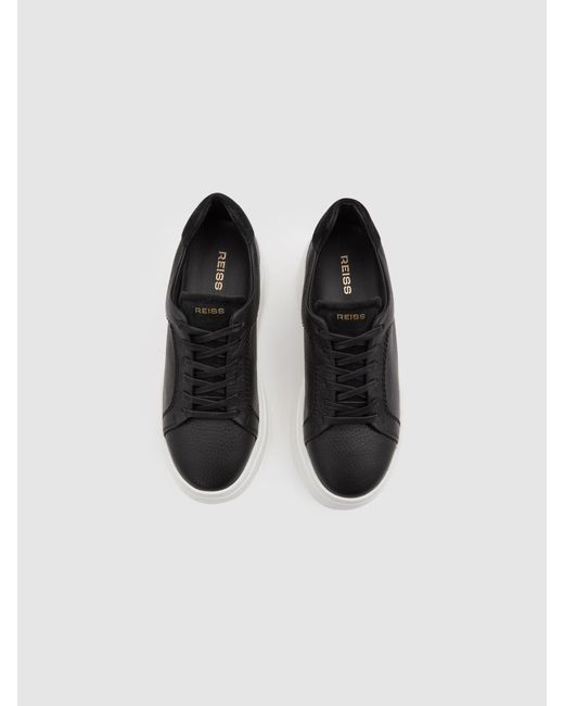 Reiss Black Connie Trainers Leather Plain
