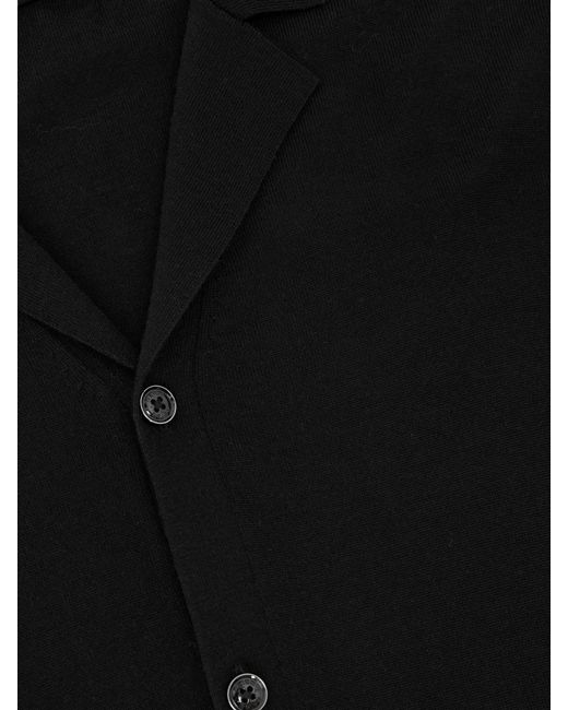 Reiss Grafton - Black Merino Wool Cuban-collar Shirt, Xxl for men