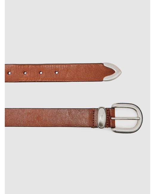 Reiss Multicolor Jonny - Tan Brown Leather Western Belt, 34 for men