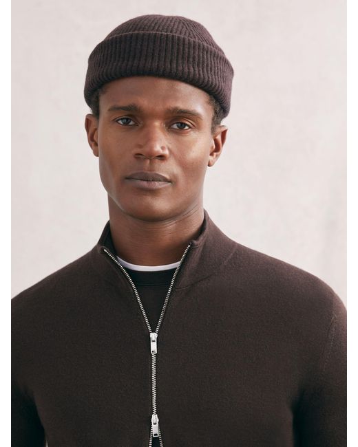 Reiss Black Wool Zip-Through Cardigan for men