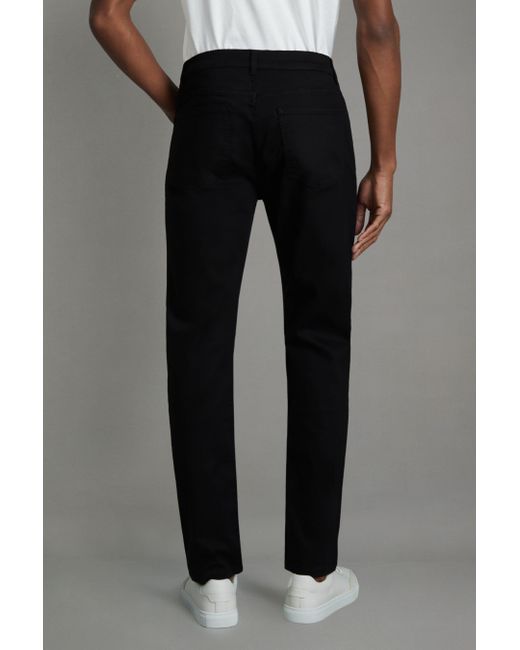 Reiss Rufus - Black Tapered Slim Fit Jersey Jeans for men