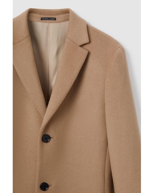 Reiss White Gable - Camel Wool Blend Single Breasted Epsom Overcoat for men