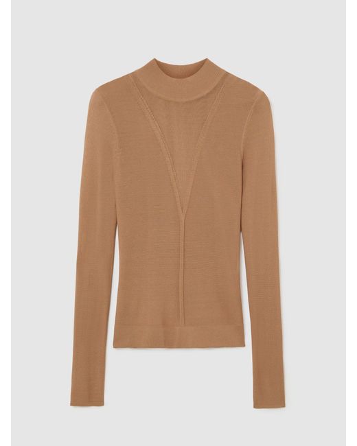 Reiss Gray Sheer-Detail Long-Sleeve Knitted Top