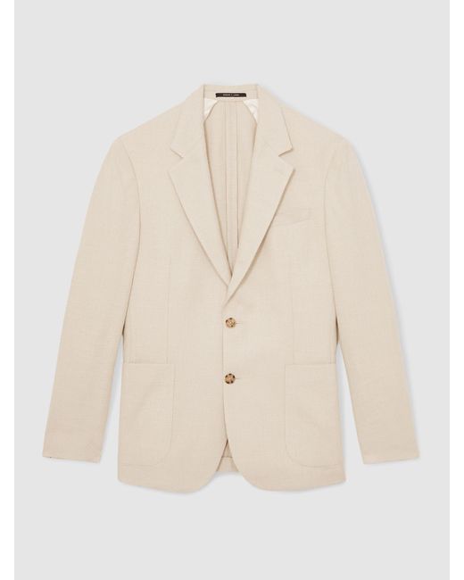 Reiss Natural Slim Fit Single Breasted Textured Blazer With Cotton for men