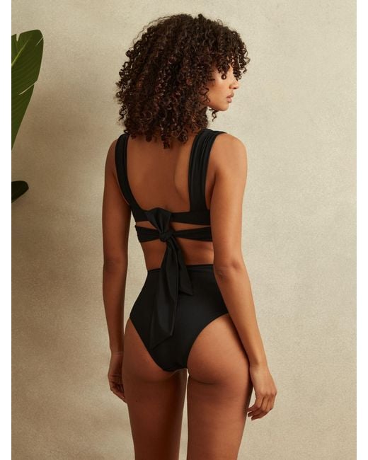 Reiss Natural Cristina - Black Wrap Design Bikini Top, Us 6