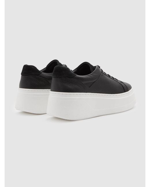 Reiss Black Connie Trainers Leather Plain
