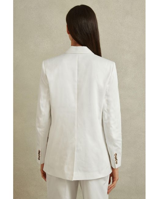 Reiss Natural Harper - White Tailored Single Breasted Suit Blazer