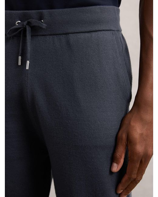 Reiss Blue Merino Wool-Blend Cuffed Joggers for men