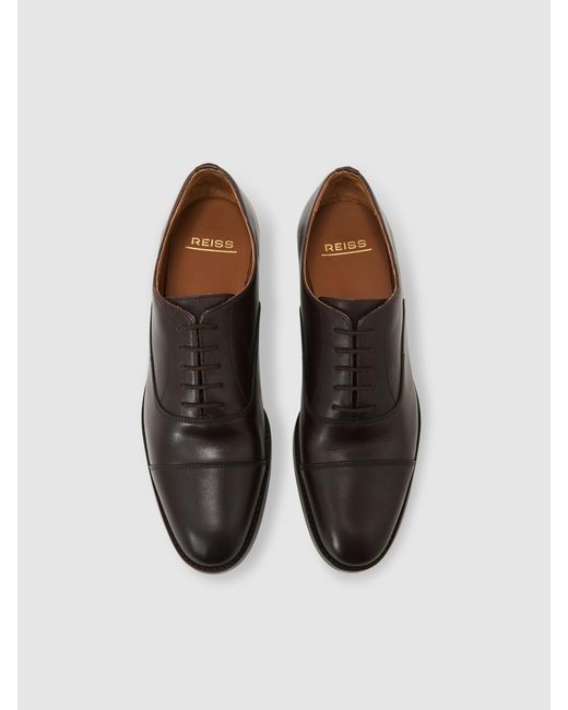 Reiss Blue Rice - Dark Brown Leather Lace Up Oxford Shoes, Us 9 (uk 8) for men